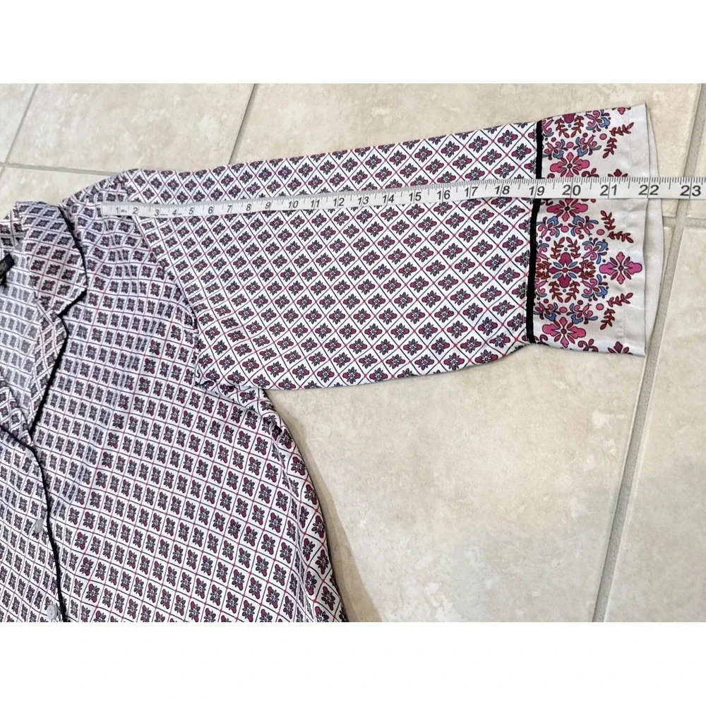 Thalia Sodi PJ Set Long Sleeve Pajamas Set Sz XXL Satin Geometric Loungewear